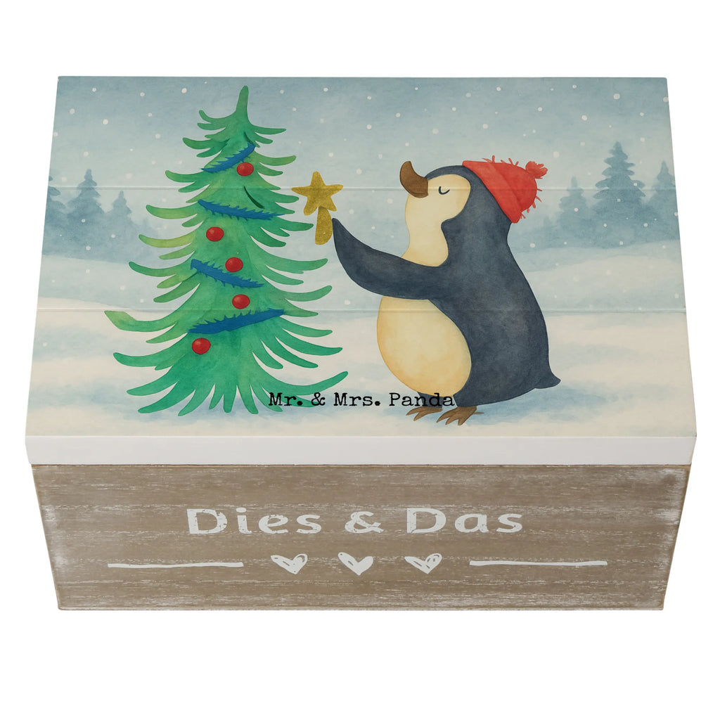 Holzkiste Pinguin Weihnachtsbaum Design Erinnerungskiste, Aufbewahrungsbox, Truhe, Geschenkdose, Dekokiste, Geschenkbox, Kiste, Schatzkiste, Schatulle, XXL, Holzkiste, Erinnerungsbox, Winter, Weihnachten, Weihnachtsdeko, Nikolaus, Advent, Heiligabend, Wintermotiv, Pinguin