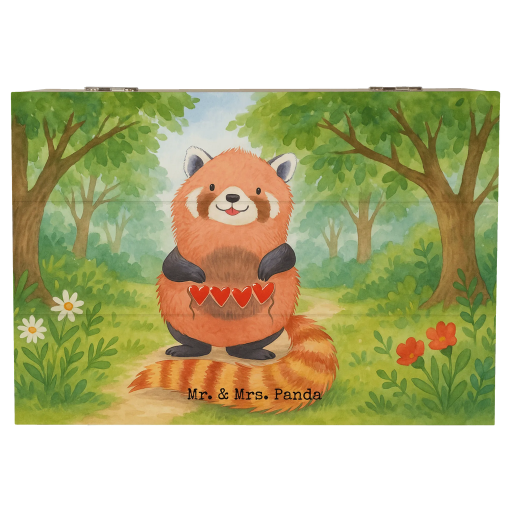 Wooden chest red panda Design XXL, Geschenkbox, Erinnerungsbox, Holzkiste, Kiste, Truhe, Schatzkiste, Dekokiste, Aufbewahrungsbox, Erinnerungskiste, Schatulle, Geschenkdose, Tiermotive, Gute Laune, lustige Sprüche, Tiere, Panda, Liebe, Liebling, Herz, Rot, Lieblingsmensch