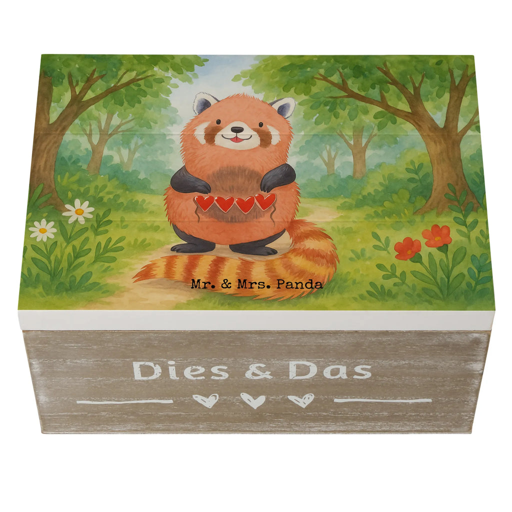 Wooden chest red panda Design XXL, Geschenkbox, Erinnerungsbox, Holzkiste, Kiste, Truhe, Schatzkiste, Dekokiste, Aufbewahrungsbox, Erinnerungskiste, Schatulle, Geschenkdose, Tiermotive, Gute Laune, lustige Sprüche, Tiere, Panda, Liebe, Liebling, Herz, Rot, Lieblingsmensch