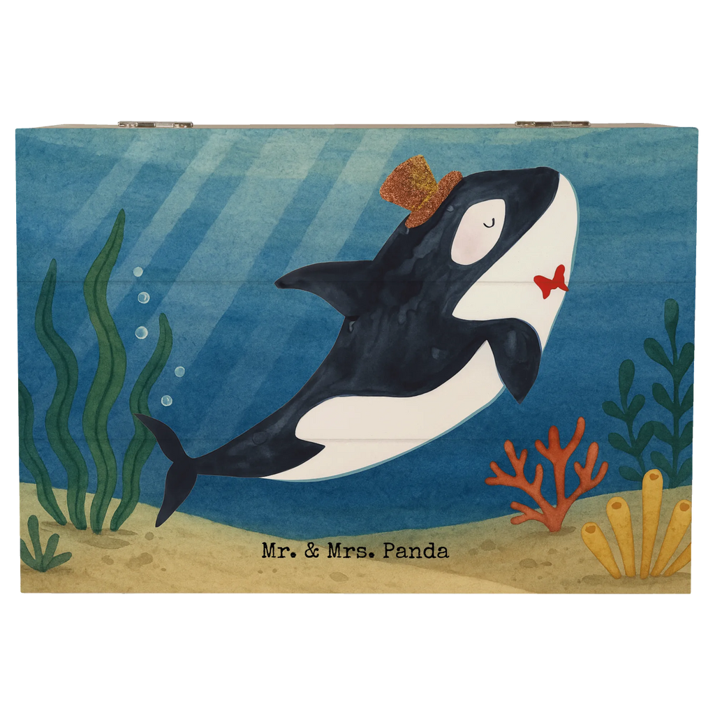 Holzkiste Orca Zylinder Design Schatulle, Holzkiste, XXL, Truhe, Dekokiste, Erinnerungsbox, Geschenkbox, Erinnerungskiste, Schatzkiste, Geschenkdose, Aufbewahrungsbox, Kiste, Meerestiere, Meer, Urlaub, Geburtstag, Konfetti, Glitzer, Fete, Fest, Feier, Orca, Narwal, Glückwunsch, Glitter