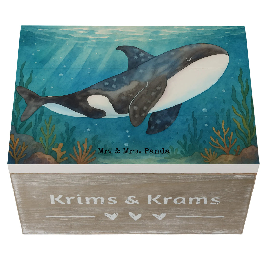Holzkiste Orca Design Dekokiste, Kiste, Holzkiste, Schatzkiste, XXL, Erinnerungsbox, Geschenkdose, Geschenkbox, Erinnerungskiste, Schatulle, Truhe, Aufbewahrungsbox, Meerestiere, Meer, Urlaub, Motivation, Orcas, Orca, Killerwal, Möglichkeiten, Büro, Startup, Neustart, Arbeit, Wal, Selbstliebe