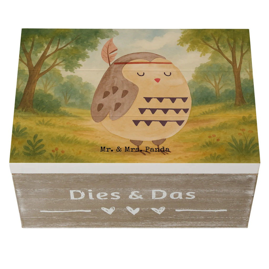 Holzkiste Eule Federschmuck Design Schatzkiste, Schatulle, Geschenkbox, Geschenkdose, Kiste, Holzkiste, Aufbewahrungsbox, Truhe, Erinnerungsbox, Erinnerungskiste, XXL, Dekokiste, Eule, Reisespruch, Eule Deko, Owl, Dekoration, Das Leben ist ein Abenteuer, Federschmuck