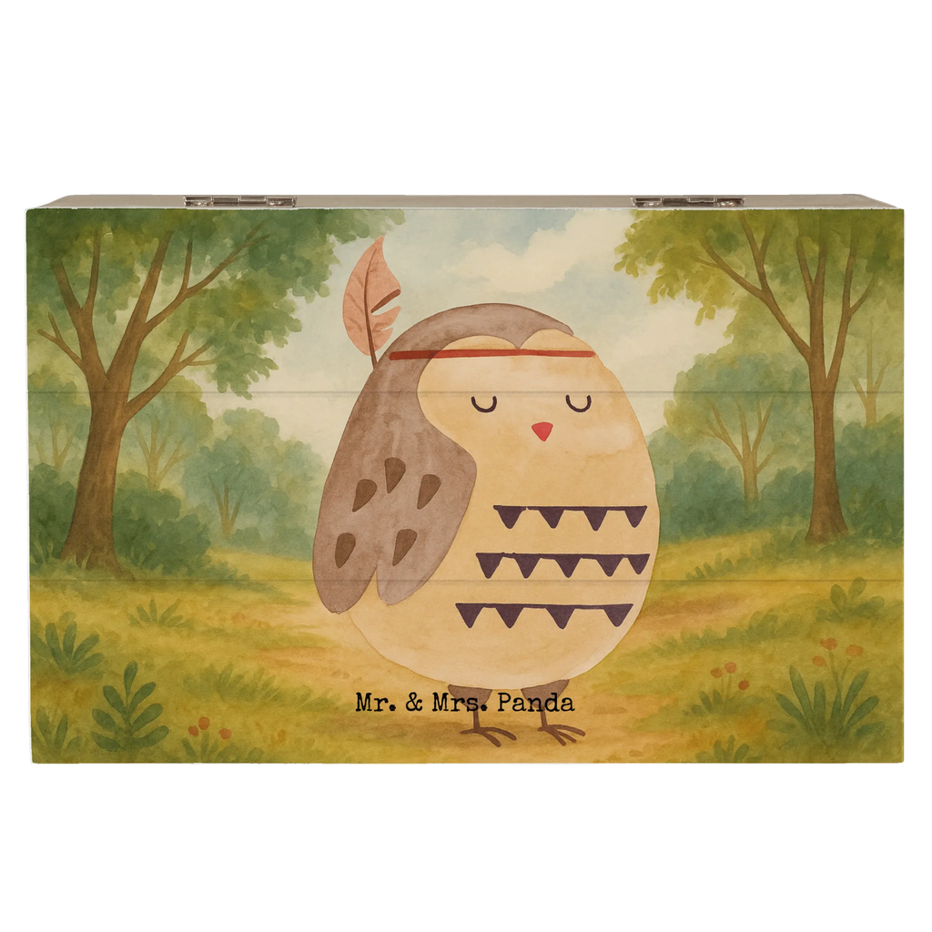 Holzkiste Eule Federschmuck Design Schatzkiste, Schatulle, Geschenkbox, Geschenkdose, Kiste, Holzkiste, Aufbewahrungsbox, Truhe, Erinnerungsbox, Erinnerungskiste, XXL, Dekokiste, Eule, Reisespruch, Eule Deko, Owl, Dekoration, Das Leben ist ein Abenteuer, Federschmuck