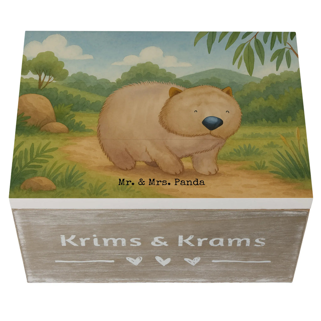Holzkiste Wombat Design Aufbewahrungsbox, Truhe, Dekokiste, Erinnerungsbox, Erinnerungskiste, Geschenkbox, Kiste, Schatulle, Schatzkiste, Holzkiste, XXL, Geschenkdose, Tiermotive, Gute Laune, lustige Sprüche, Tiere, Australien, Das Leben ist schön, Spruch, Wombat, Motivation