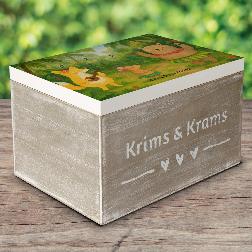 Holzkiste Waldtiere Aloha Design Kiste, Schatulle, Erinnerungskiste, Aufbewahrungsbox, Dekokiste, Schatzkiste, XXL, Holzkiste, Erinnerungsbox, Geschenkbox, Truhe, Geschenkdose, Tiermotive, Gute Laune, lustige Sprüche, Tiere, Igel, Tanzen, Aloha, Waldtiere, Bär, Wald, Hase, Leben, Musik, Lachen