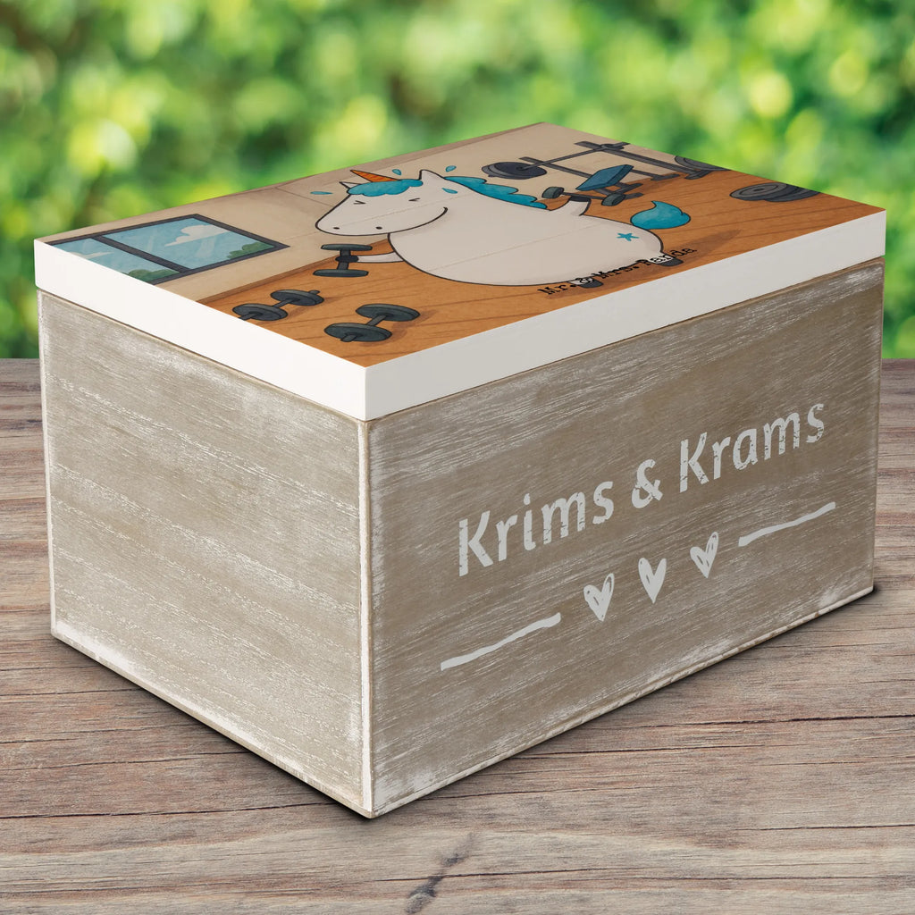 Skrzynia drewniana jednorożec Fitness Design Truhe, XXL, Geschenkbox, Schatzkiste, Holzkiste, Kiste, Schatulle, Aufbewahrungsbox, Geschenkdose, Erinnerungskiste, Dekokiste, Erinnerungsbox, Einhorn, Einhörner, Einhorn Deko, Unicorn, Gym, Fitnessstudio, Geräte, Fitness, Pumpen, Sixpack, Abnehmen, Sport, Diät