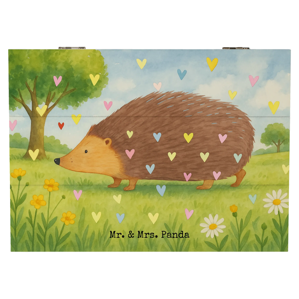 Skrzynia drewniana jeż serca Design Holzkiste, Dekokiste, Erinnerungskiste, Aufbewahrungsbox, Geschenkdose, Geschenkbox, Erinnerungsbox, Kiste, Schatzkiste, XXL, Truhe, Schatulle, Tiermotive, Gute Laune, lustige Sprüche, Tiere, Vertrauen, Igel, Liebe, Kuss, Leben, Herz, Herzen