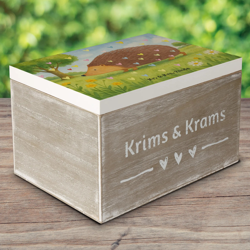 Skrzynia drewniana jeż serca Design Holzkiste, Dekokiste, Erinnerungskiste, Aufbewahrungsbox, Geschenkdose, Geschenkbox, Erinnerungsbox, Kiste, Schatzkiste, XXL, Truhe, Schatulle, Tiermotive, Gute Laune, lustige Sprüche, Tiere, Vertrauen, Igel, Liebe, Kuss, Leben, Herz, Herzen