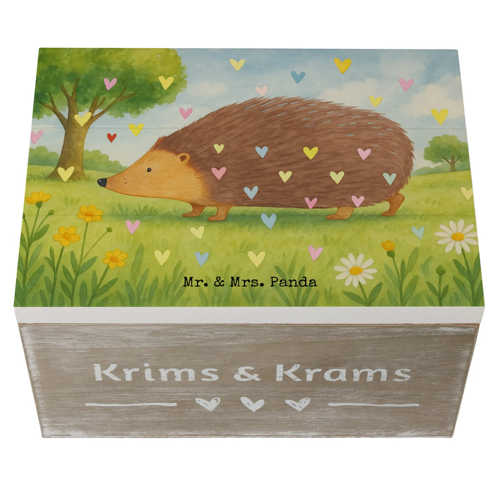 Skrzynia drewniana jeż serca Design Holzkiste, Dekokiste, Erinnerungskiste, Aufbewahrungsbox, Geschenkdose, Geschenkbox, Erinnerungsbox, Kiste, Schatzkiste, XXL, Truhe, Schatulle, Tiermotive, Gute Laune, lustige Sprüche, Tiere, Vertrauen, Igel, Liebe, Kuss, Leben, Herz, Herzen
