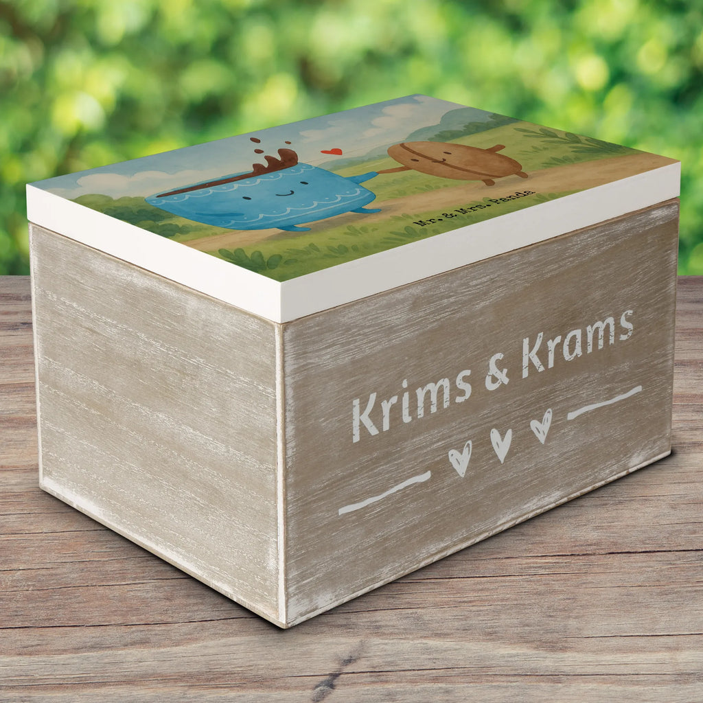 Wooden chest Coffee Bean Design XXL, Holzkiste, Truhe, Geschenkdose, Kiste, Schatzkiste, Erinnerungskiste, Schatulle, Aufbewahrungsbox, Erinnerungsbox, Dekokiste, Geschenkbox, Tiermotive, Gute Laune, lustige Sprüche, Tiere, Kaffee, Zufriedenheit, Kaffeebohne, Genuss, Glück