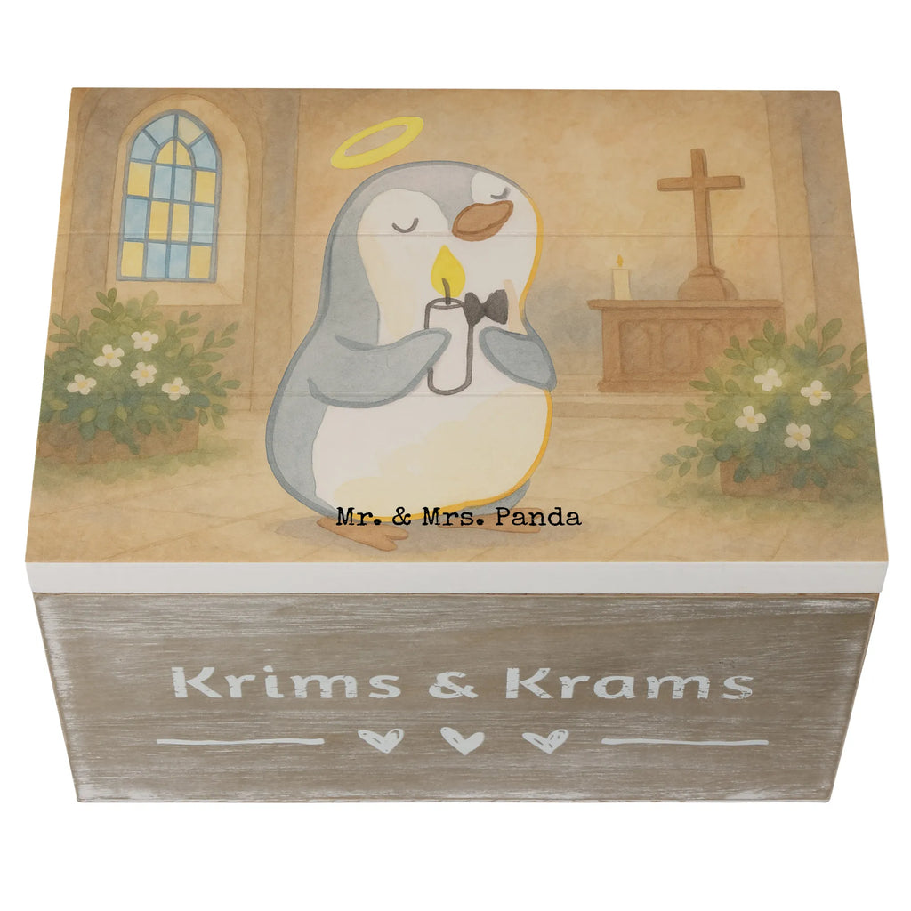 Wooden chest penguin communion Design Erinnerungskiste, Geschenkbox, Holzkiste, Schatulle, Schatzkiste, Dekokiste, Aufbewahrungsbox, Erinnerungsbox, Kiste, XXL, Truhe, Geschenkdose, Konfirmation, Kommunion, Jugendweihe, Konfirmation Geschenk, Kommunion Dankeschön, Glauben, Kommunion Geschenk, Sonnenschein