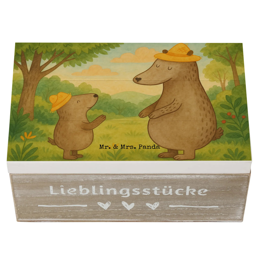 Skrzynia drewniana Niedźwiedzie z kapeluszami Design Schatzkiste, Erinnerungsbox, Erinnerungskiste, Geschenkdose, Schatulle, Geschenkbox, Truhe, Aufbewahrungsbox, Kiste, Dekokiste, XXL, Holzkiste, Familie, Vatertag, Muttertag, Bruder, Schwester, Mama, Papa, Oma, Opa, Vorbild, Söhne, Kind, Daddy, Paps, Vater, Family, Kinder, Bär, Lieblingsmensch, Sohn, Papi, Vater-Sohn, Dad, Bären