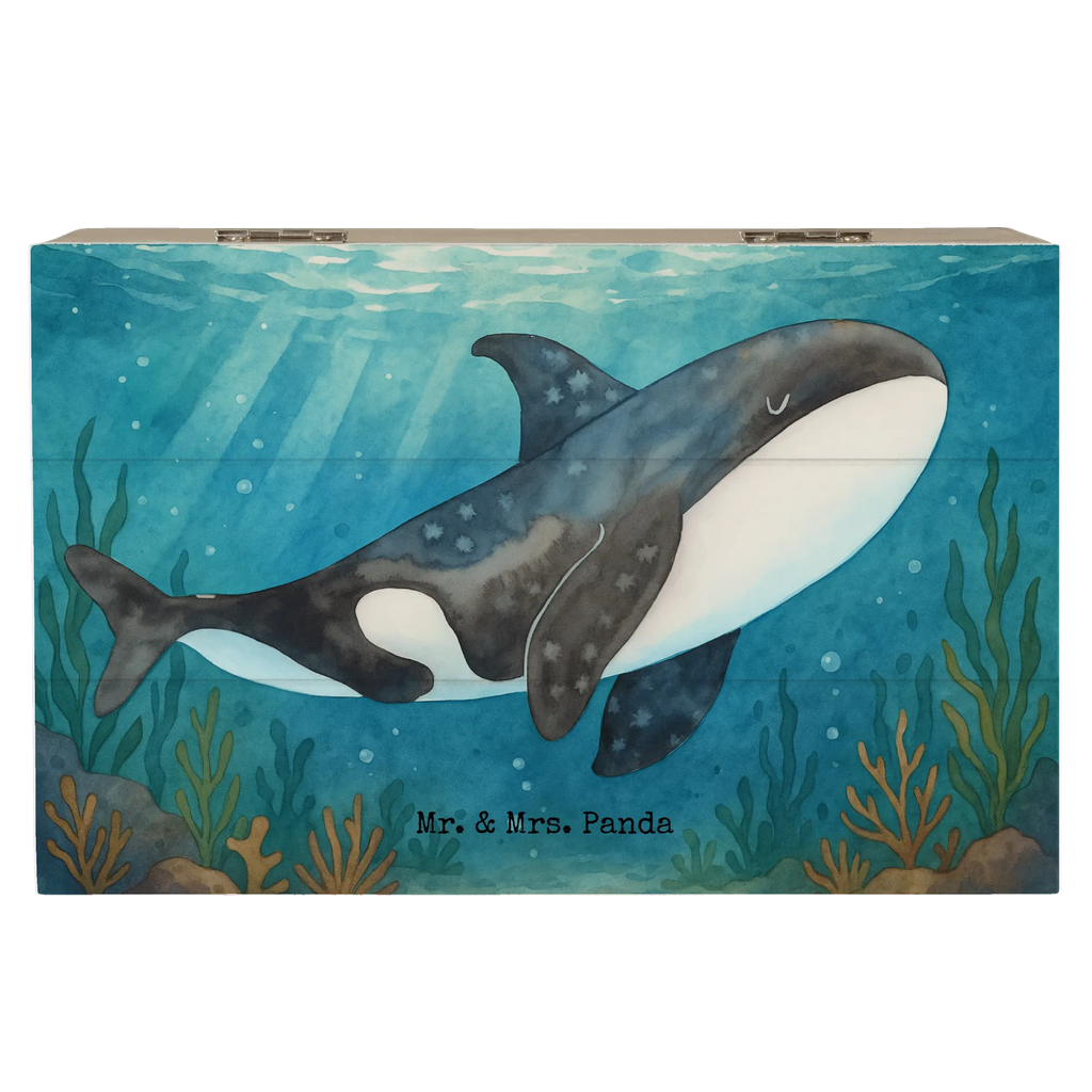 Holzkiste Orca Design Dekokiste, Kiste, Holzkiste, Schatzkiste, XXL, Erinnerungsbox, Geschenkdose, Geschenkbox, Erinnerungskiste, Schatulle, Truhe, Aufbewahrungsbox, Meerestiere, Meer, Urlaub, Motivation, Orcas, Orca, Killerwal, Möglichkeiten, Büro, Startup, Neustart, Arbeit, Wal, Selbstliebe