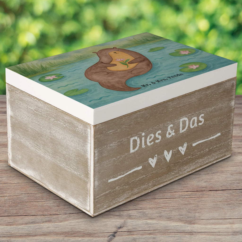 Skrzynia drewniana wydra lilia wodna Design Holzkiste, Kiste, Schatzkiste, Truhe, Schatulle, XXL, Erinnerungsbox, Erinnerungskiste, Dekokiste, Aufbewahrungsbox, Geschenkbox, Geschenkdose, Otter, Fischotter, Seeotter, Otter Seeotter See Otter