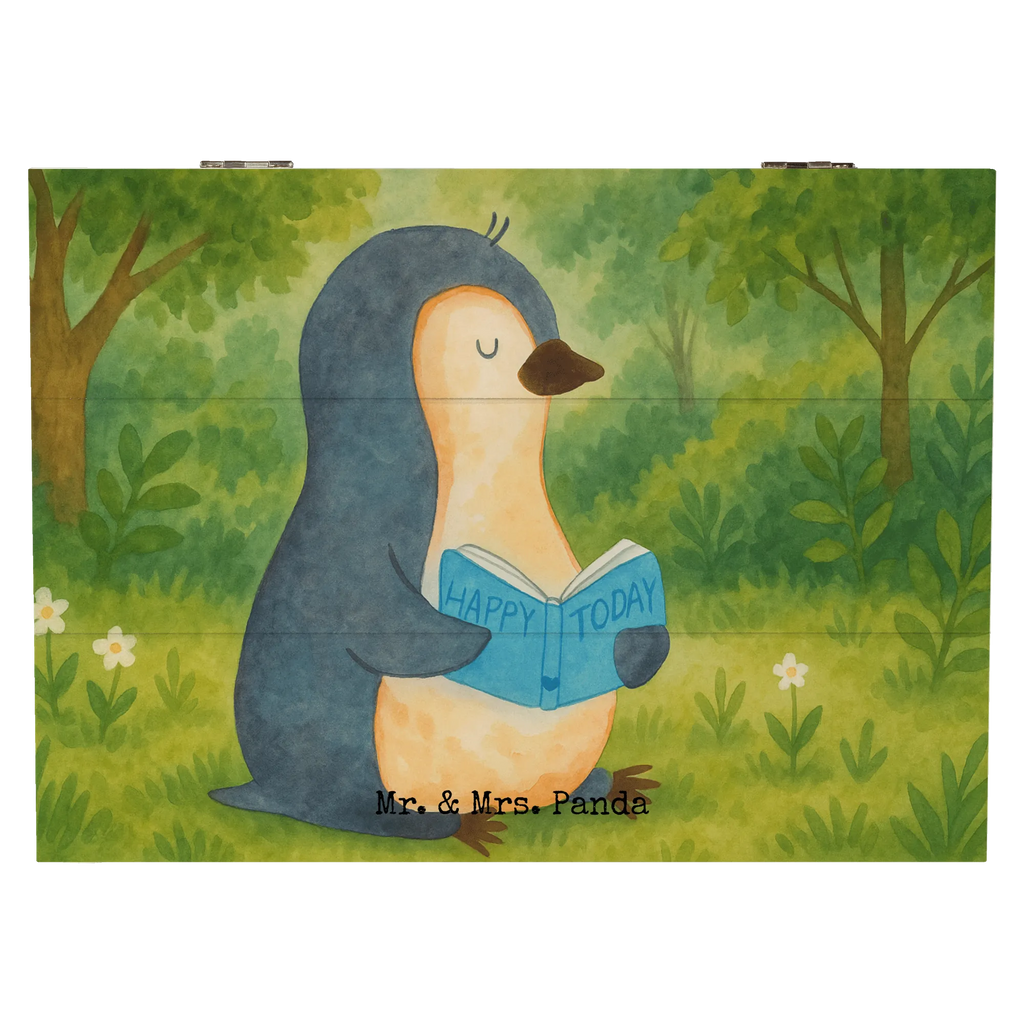 Wooden chest Penguin A book Design Geschenkdose, Erinnerungskiste, XXL, Aufbewahrungsbox, Kiste, Truhe, Geschenkbox, Erinnerungsbox, Holzkiste, Dekokiste, Schatulle, Schatzkiste, Pinguin, Faulenzen, Freizeit, Urlaub, Pinguine, Lesen, Nichtstun, Ferien, Bücherwurm, Buch