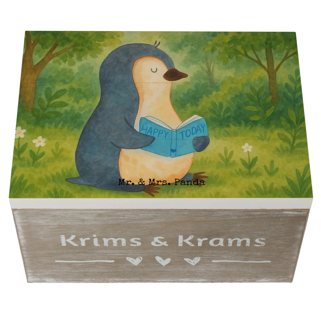 Wooden chest Penguin A book Design Geschenkdose, Erinnerungskiste, XXL, Aufbewahrungsbox, Kiste, Truhe, Geschenkbox, Erinnerungsbox, Holzkiste, Dekokiste, Schatulle, Schatzkiste, Pinguin, Faulenzen, Freizeit, Urlaub, Pinguine, Lesen, Nichtstun, Ferien, Bücherwurm, Buch