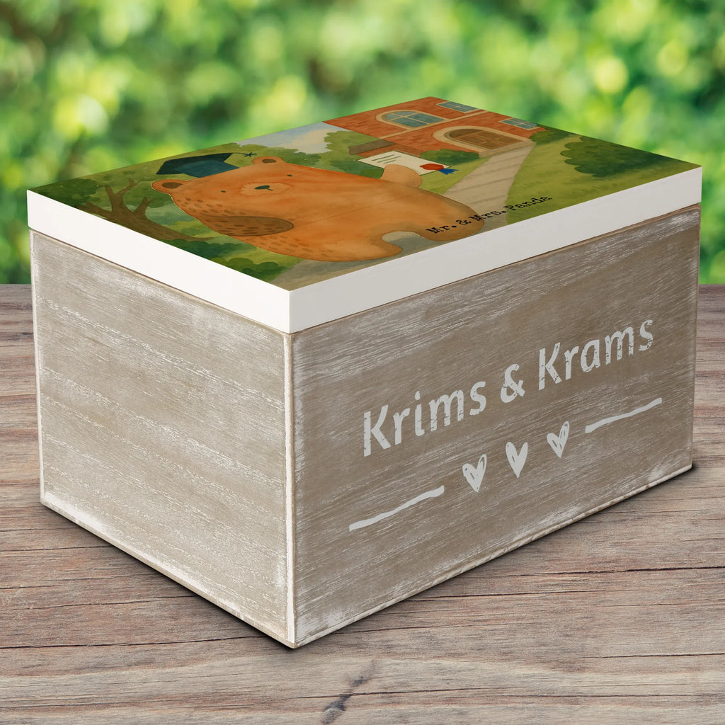 Holzkiste Bär Prüfung Design Holzkiste, Kiste, Schatzkiste, Truhe, Schatulle, XXL, Erinnerungsbox, Erinnerungskiste, Dekokiste, Aufbewahrungsbox, Geschenkbox, Geschenkdose, Bär, Teddy, Teddybär, Abitur, Prüfungen, Prüfung bestanden, Abschluss, Zeugnis, Abschlusszeugnis