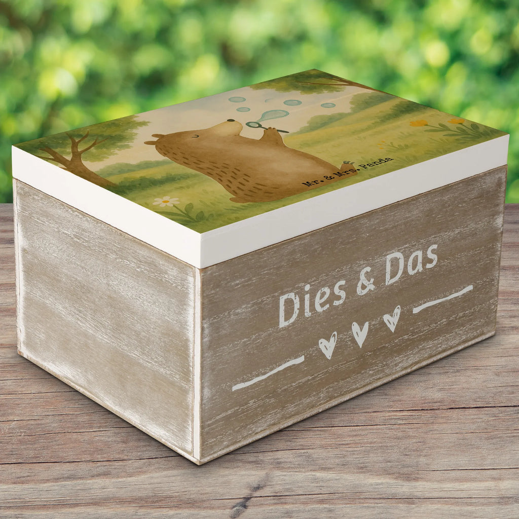 Holzkiste Bär Seifenblasen Design Holzkiste, Kiste, Schatzkiste, Truhe, Schatulle, XXL, Erinnerungsbox, Erinnerungskiste, Dekokiste, Aufbewahrungsbox, Geschenkbox, Geschenkdose, Bär, Teddy, Teddybär, Seifenblasen Bär Lustig Sein Glücklich Traurig Happy