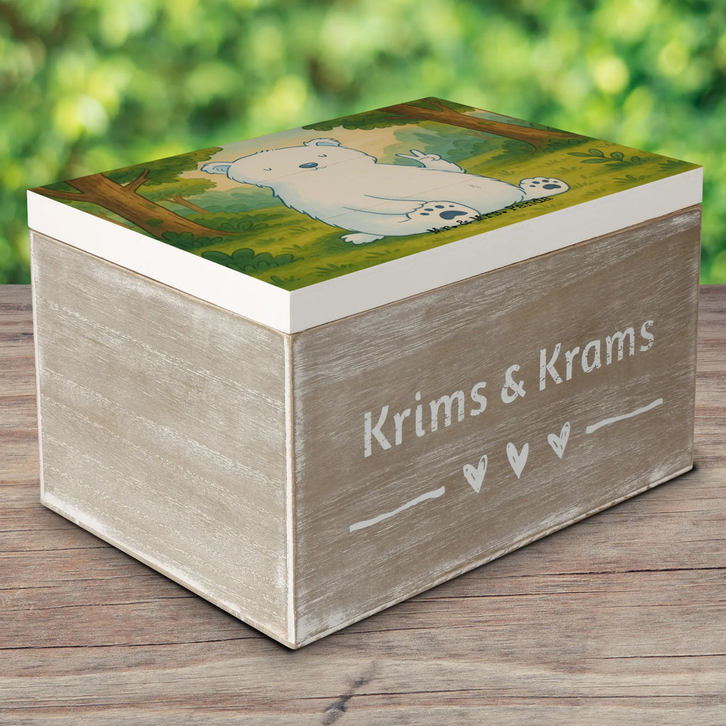 Holzkiste Eisbär Faul Design Erinnerungsbox, Aufbewahrungsbox, Geschenkdose, Dekokiste, Truhe, Holzkiste, Kiste, Geschenkbox, XXL, Schatulle, Erinnerungskiste, Schatzkiste, Bär, Teddy, Teddybär, Büro, Arbeitsplatz, Bürojob, Faul, Eisbär, Homeoffice, Relaxen, Entspannen, Arbeit, Nordpol