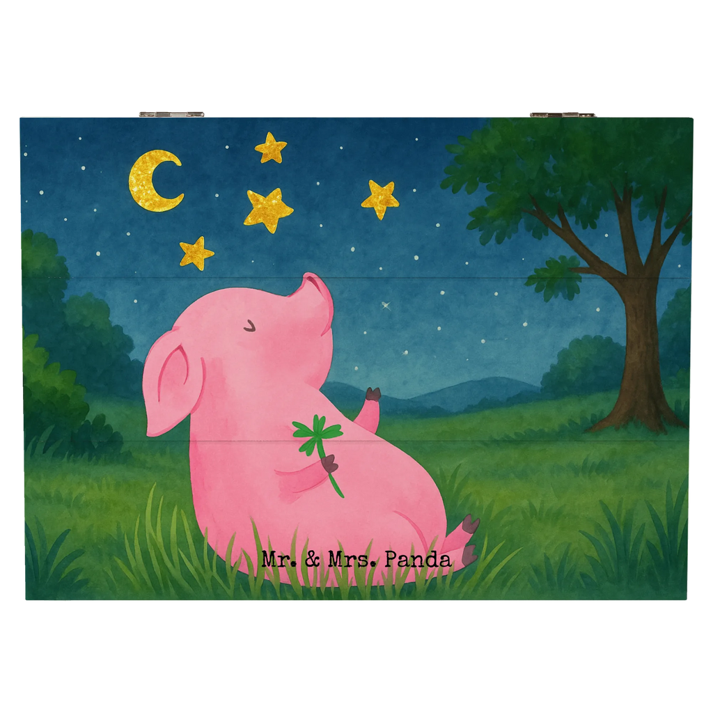 Skrzynia drewniana świnia Szczęście Design Erinnerungsbox, Holzkiste, Schatzkiste, Schatulle, Geschenkbox, Kiste, Dekokiste, Truhe, Geschenkdose, Erinnerungskiste, Aufbewahrungsbox, XXL, Tiermotive, Gute Laune, lustige Sprüche, Tiere, Motivation, Schwein, Glücksschwein. Glück, Glücksbringer, Schweinchen, Sterne, Ziele, Träume, Sernchen