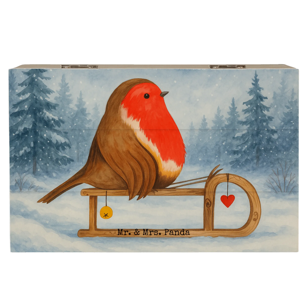 Holzkiste Rotkehlchen Schlitten Design Geschenkbox, Kiste, Dekokiste, Geschenkdose, Erinnerungsbox, Schatzkiste, XXL, Aufbewahrungsbox, Holzkiste, Erinnerungskiste, Truhe, Schatulle, Winter, Weihnachten, Weihnachtsdeko, Nikolaus, Advent, Heiligabend, Wintermotiv, Vogel, Schlitten