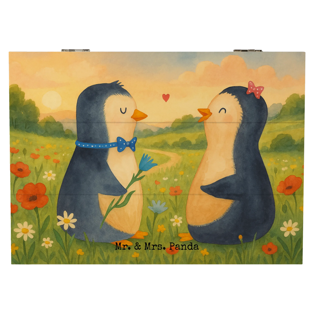Holzkiste Pinguin Pärchen Design Geschenkdose, Truhe, Geschenkbox, XXL, Dekokiste, Schatulle, Schatzkiste, Aufbewahrungsbox, Kiste, Holzkiste, Erinnerungskiste, Erinnerungsbox, Pinguin, große Liebe, Liebesbeweis, Liebe, Hochzeitstag, Traumpaar, Hochzeit, Liebesgeschenk, Liebespaar, Hochzeitsgeschenk, Pinguine, Jahrestag, Verlobung
