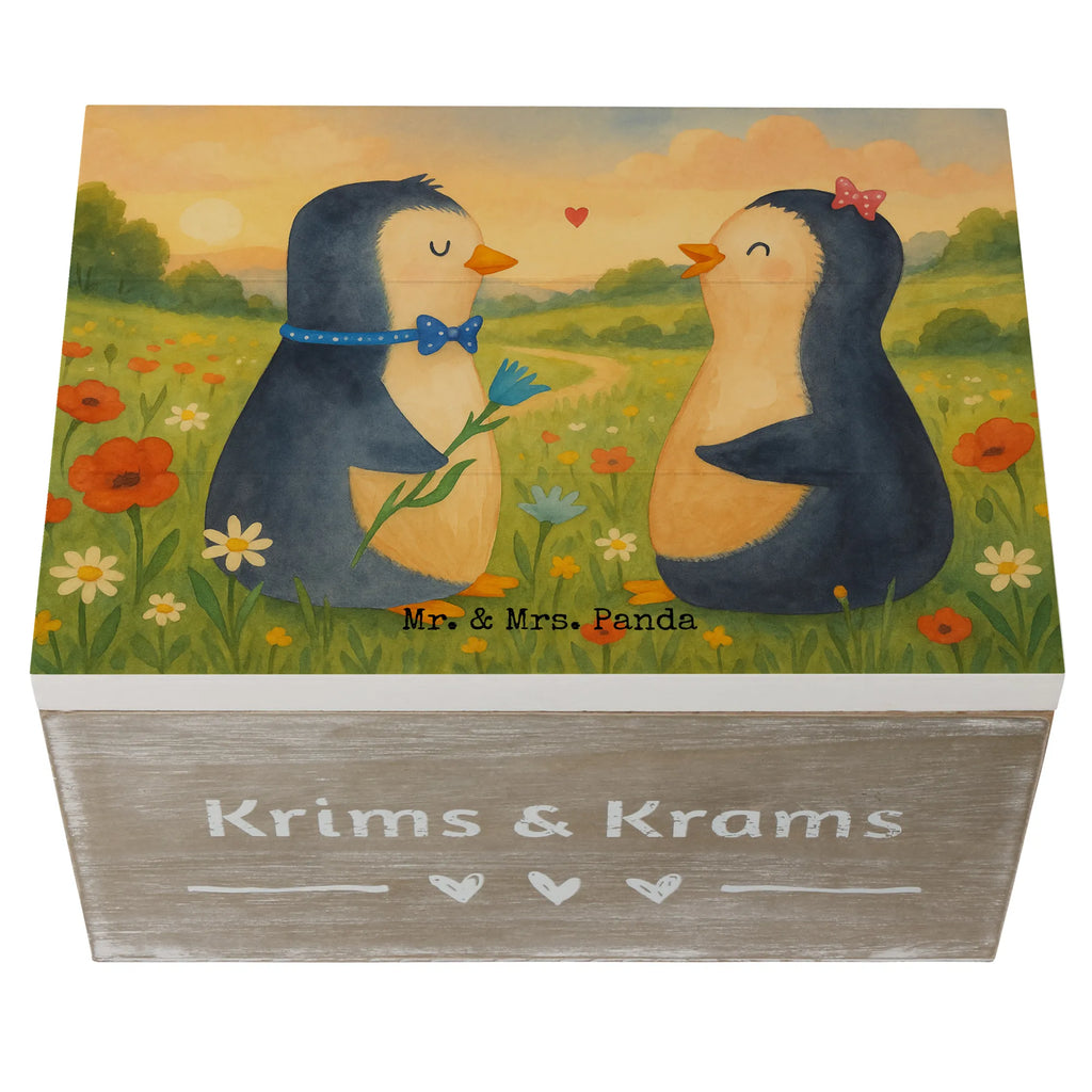 Holzkiste Pinguin Pärchen Design Geschenkdose, Truhe, Geschenkbox, XXL, Dekokiste, Schatulle, Schatzkiste, Aufbewahrungsbox, Kiste, Holzkiste, Erinnerungskiste, Erinnerungsbox, Pinguin, große Liebe, Liebesbeweis, Liebe, Hochzeitstag, Traumpaar, Hochzeit, Liebesgeschenk, Liebespaar, Hochzeitsgeschenk, Pinguine, Jahrestag, Verlobung