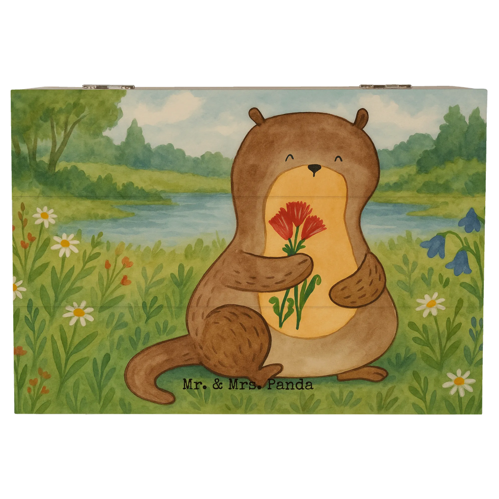 Skrzynia drewniana wydra bukiet kwiatów Design Erinnerungsbox, Kiste, XXL, Schatulle, Dekokiste, Aufbewahrungsbox, Geschenkdose, Schatzkiste, Truhe, Erinnerungskiste, Holzkiste, Geschenkbox, Otter, Fischotter, Seeotter, Otter Seeotter See Otter
