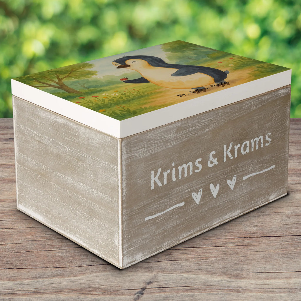 Holzkiste Pinguin Marienkäfer Design Geschenkbox, Geschenkdose, Erinnerungskiste, Schatulle, Aufbewahrungsbox, Erinnerungsbox, Truhe, Kiste, Schatzkiste, Dekokiste, Holzkiste, XXL, Pinguin, Lebensfreude, Marienkäfer, Wunder, Freude, Pinguine, Glück, Liebe