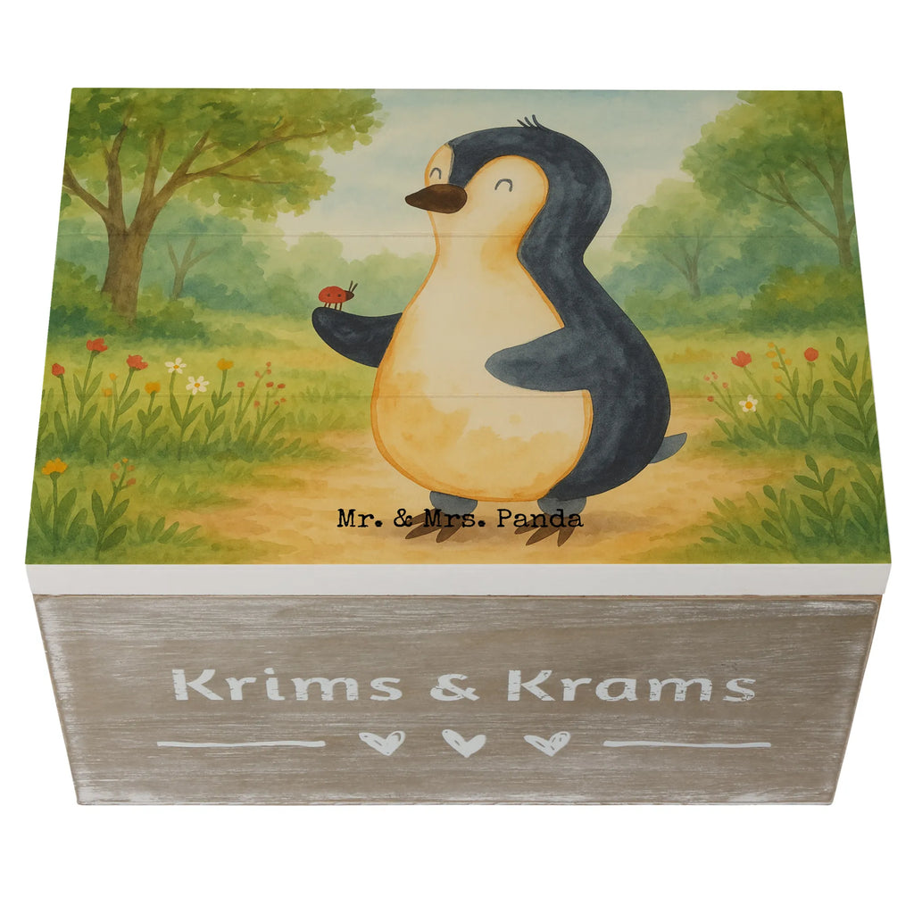 Holzkiste Pinguin Marienkäfer Design Geschenkbox, Geschenkdose, Erinnerungskiste, Schatulle, Aufbewahrungsbox, Erinnerungsbox, Truhe, Kiste, Schatzkiste, Dekokiste, Holzkiste, XXL, Pinguin, Lebensfreude, Marienkäfer, Wunder, Freude, Pinguine, Glück, Liebe