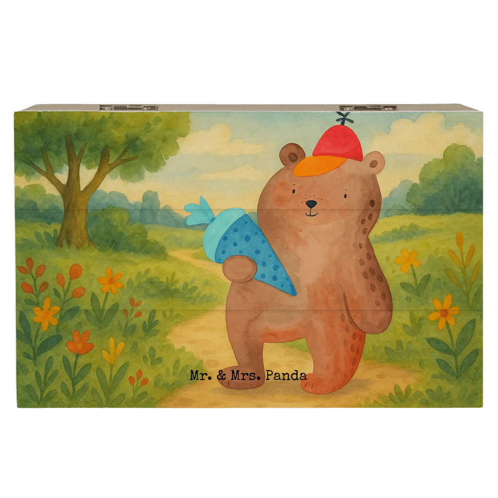 Holzkiste Bär Schultüte Design Erinnerungskiste, XXL, Schatulle, Geschenkdose, Erinnerungsbox, Aufbewahrungsbox, Truhe, Schatzkiste, Holzkiste, Kiste, Geschenkbox, Dekokiste, Bär, Teddy, Teddybär, Einschulung Geschenk, Schule Geschenk, Grundschule, Erster Schultag Geschenk, Bär Motiv, Schultüte, Schulbeginn, Schulanfang