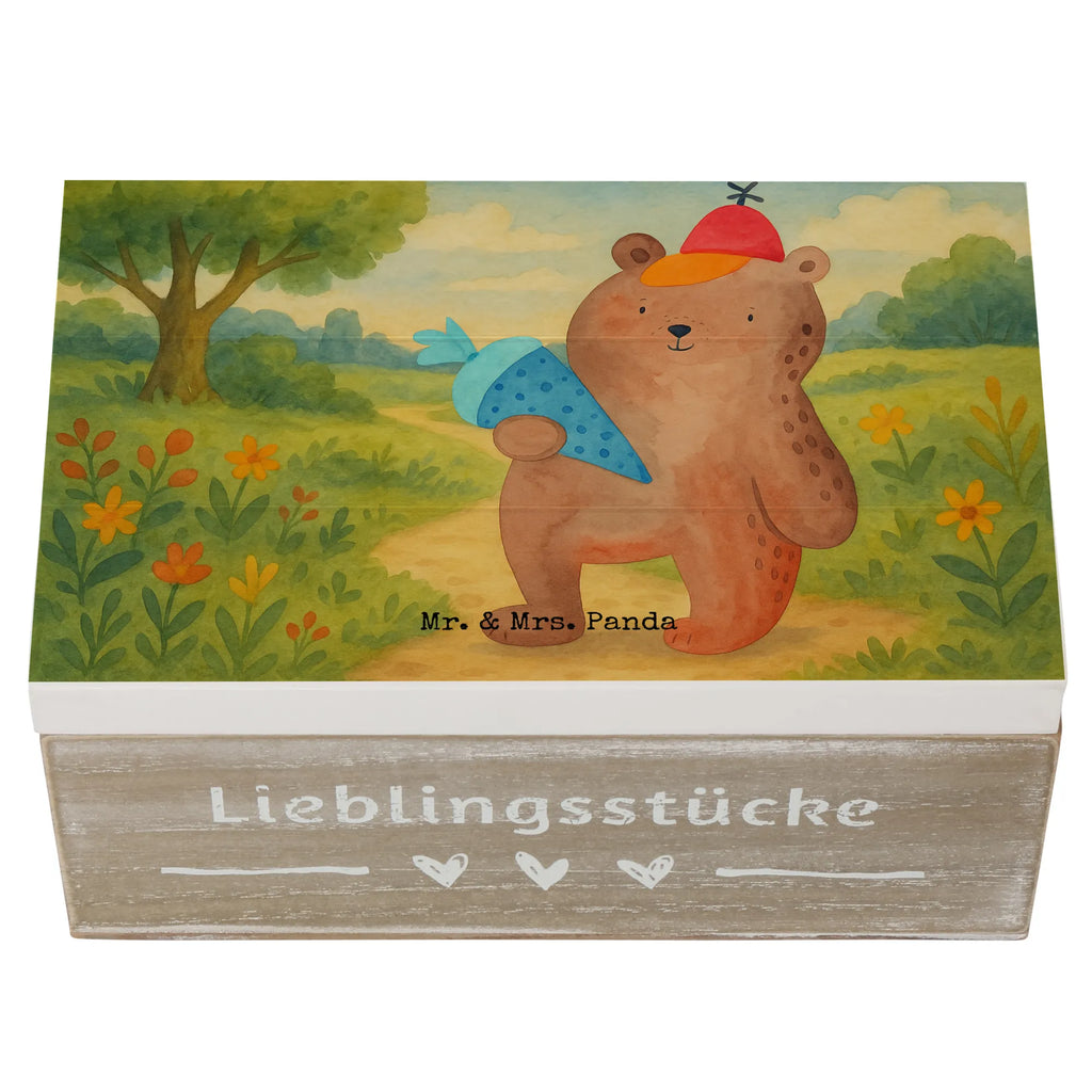 Holzkiste Bär Schultüte Design Erinnerungskiste, XXL, Schatulle, Geschenkdose, Erinnerungsbox, Aufbewahrungsbox, Truhe, Schatzkiste, Holzkiste, Kiste, Geschenkbox, Dekokiste, Bär, Teddy, Teddybär, Einschulung Geschenk, Schule Geschenk, Grundschule, Erster Schultag Geschenk, Bär Motiv, Schultüte, Schulbeginn, Schulanfang
