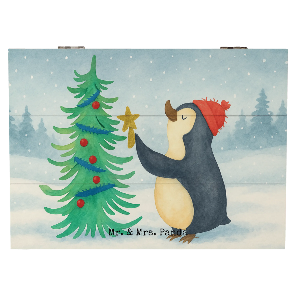 Holzkiste Pinguin Weihnachtsbaum Design Erinnerungskiste, Aufbewahrungsbox, Truhe, Geschenkdose, Dekokiste, Geschenkbox, Kiste, Schatzkiste, Schatulle, XXL, Holzkiste, Erinnerungsbox, Winter, Weihnachten, Weihnachtsdeko, Nikolaus, Advent, Heiligabend, Wintermotiv, Pinguin
