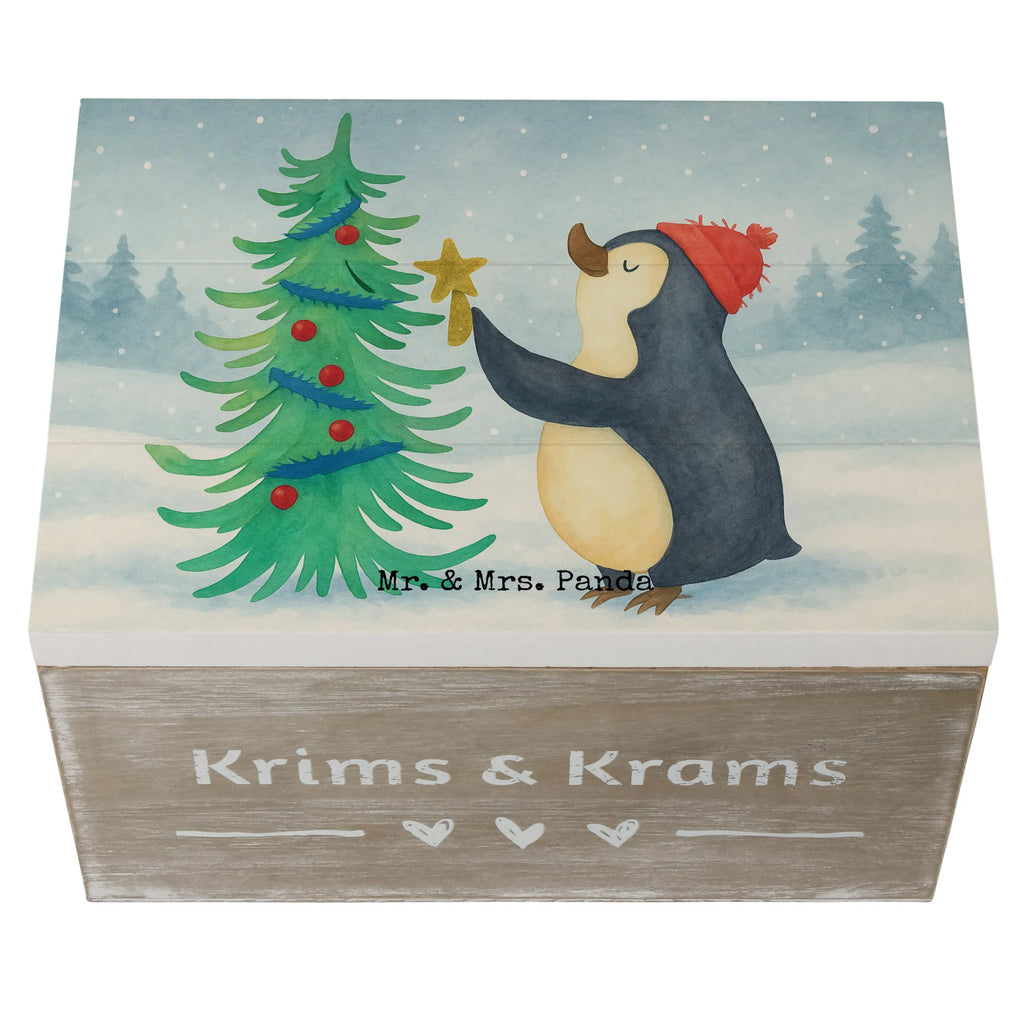 Holzkiste Pinguin Weihnachtsbaum Design Erinnerungskiste, Aufbewahrungsbox, Truhe, Geschenkdose, Dekokiste, Geschenkbox, Kiste, Schatzkiste, Schatulle, XXL, Holzkiste, Erinnerungsbox, Winter, Weihnachten, Weihnachtsdeko, Nikolaus, Advent, Heiligabend, Wintermotiv, Pinguin