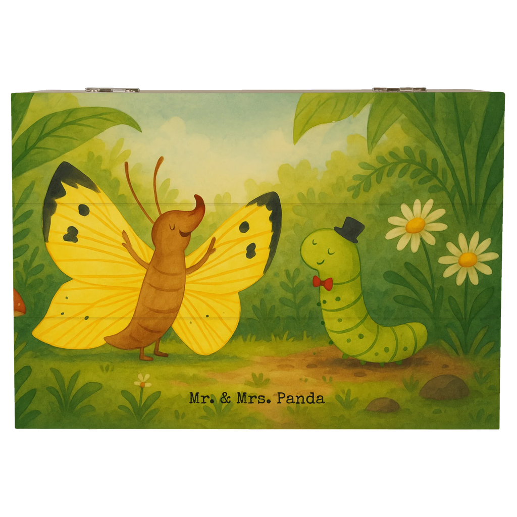 Wooden chest Caterpillar butterfly Design Dekokiste, Erinnerungsbox, Erinnerungskiste, XXL, Schatulle, Truhe, Geschenkdose, Aufbewahrungsbox, Kiste, Holzkiste, Schatzkiste, Geschenkbox, Tiermotive, Gute Laune, lustige Sprüche, Tiere, Hütchen, Hut, Erwachsen werden, Entwicklung, Kokon, Schönheit, Schmetterling, Raupe, Zitronenfalter, Aufwachsen