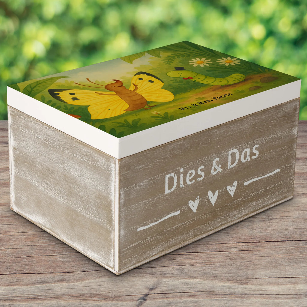 Wooden chest Caterpillar butterfly Design Dekokiste, Erinnerungsbox, Erinnerungskiste, XXL, Schatulle, Truhe, Geschenkdose, Aufbewahrungsbox, Kiste, Holzkiste, Schatzkiste, Geschenkbox, Tiermotive, Gute Laune, lustige Sprüche, Tiere, Hütchen, Hut, Erwachsen werden, Entwicklung, Kokon, Schönheit, Schmetterling, Raupe, Zitronenfalter, Aufwachsen
