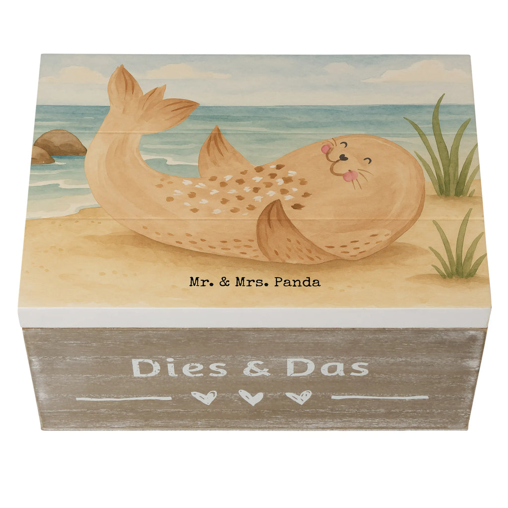 Holzkiste Robbe Liegen Design Holzkiste, Geschenkbox, XXL, Aufbewahrungsbox, Geschenkdose, Kiste, Schatzkiste, Erinnerungsbox, Dekokiste, Schatulle, Truhe, Erinnerungskiste, Tiermotive, Gute Laune, lustige Sprüche, Tiere, Lachen, Nordsee, Robbe, Robben, Meerestier, Freude, Strand, Seehund, Ostsee