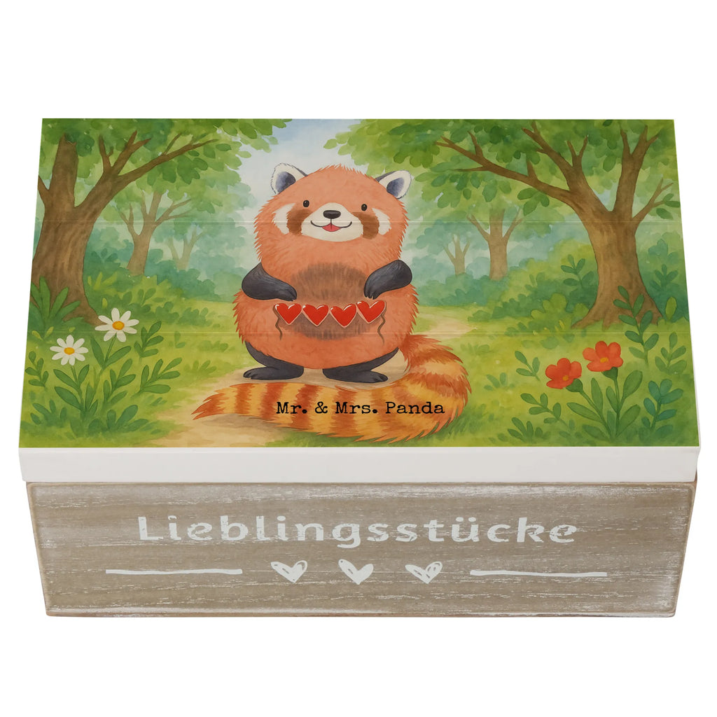 Wooden chest red panda Design XXL, Geschenkbox, Erinnerungsbox, Holzkiste, Kiste, Truhe, Schatzkiste, Dekokiste, Aufbewahrungsbox, Erinnerungskiste, Schatulle, Geschenkdose, Tiermotive, Gute Laune, lustige Sprüche, Tiere, Panda, Liebe, Liebling, Herz, Rot, Lieblingsmensch