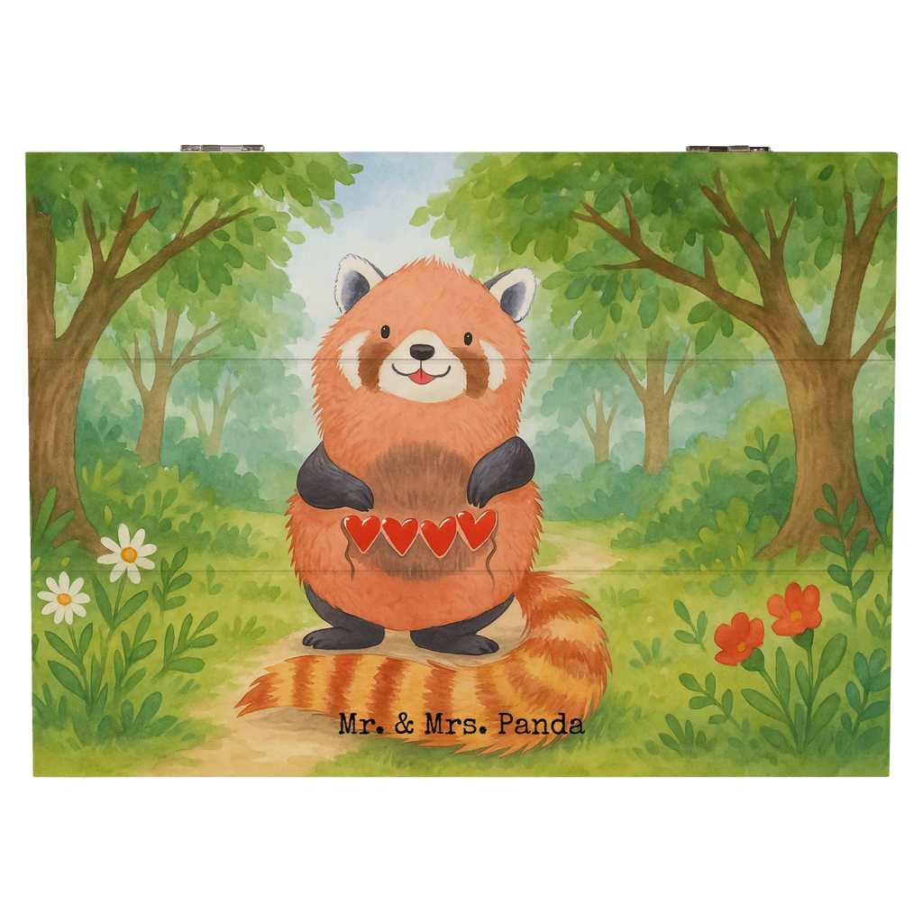 Wooden chest red panda Design XXL, Geschenkbox, Erinnerungsbox, Holzkiste, Kiste, Truhe, Schatzkiste, Dekokiste, Aufbewahrungsbox, Erinnerungskiste, Schatulle, Geschenkdose, Tiermotive, Gute Laune, lustige Sprüche, Tiere, Panda, Liebe, Liebling, Herz, Rot, Lieblingsmensch