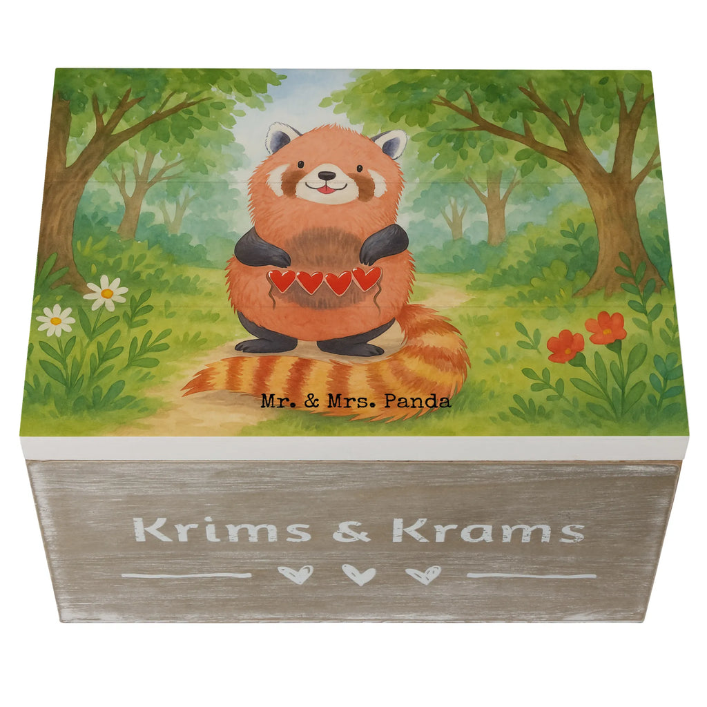 Wooden chest red panda Design XXL, Geschenkbox, Erinnerungsbox, Holzkiste, Kiste, Truhe, Schatzkiste, Dekokiste, Aufbewahrungsbox, Erinnerungskiste, Schatulle, Geschenkdose, Tiermotive, Gute Laune, lustige Sprüche, Tiere, Panda, Liebe, Liebling, Herz, Rot, Lieblingsmensch