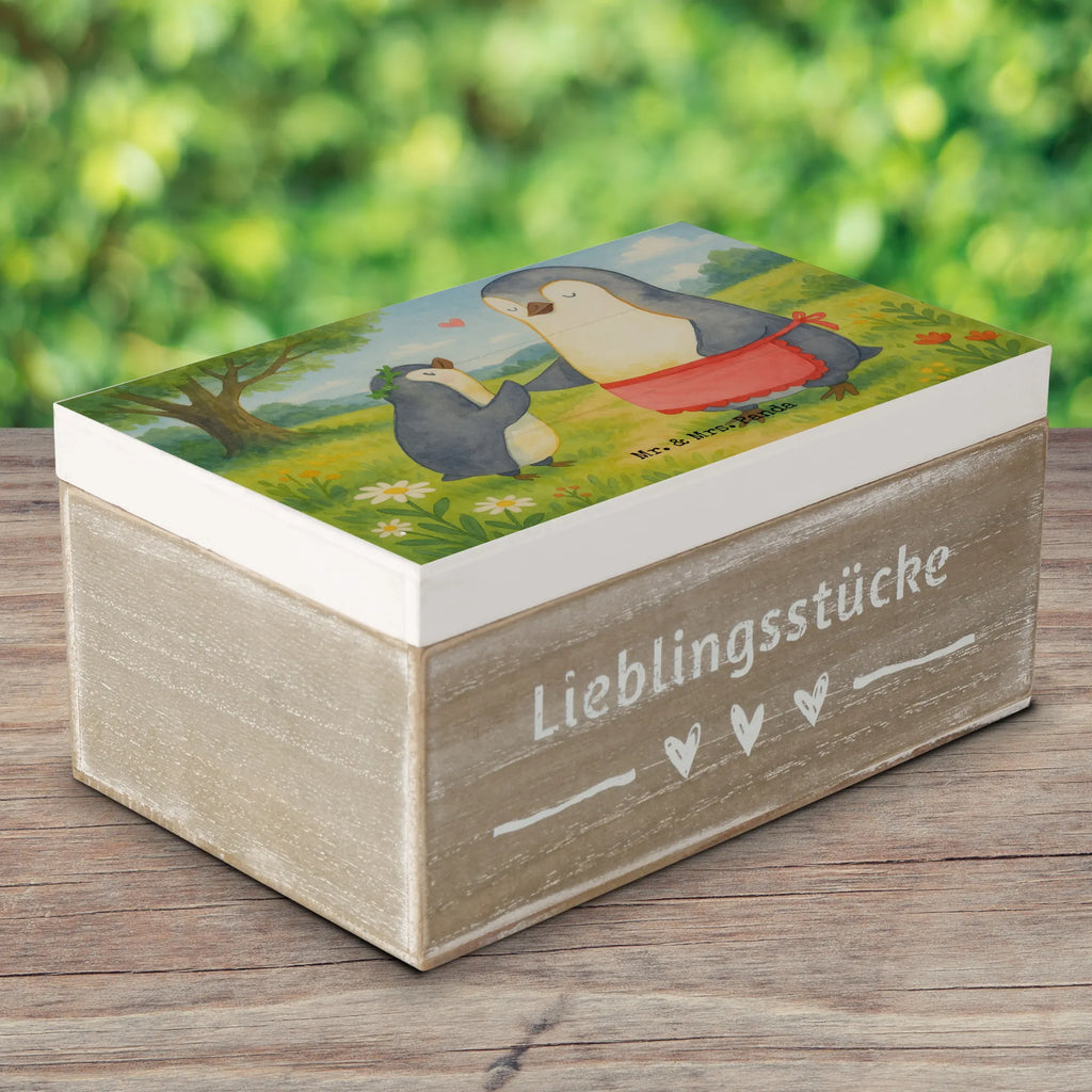 Wooden chest Penguin with child Design Aufbewahrungsbox, Dekokiste, XXL, Erinnerungskiste, Holzkiste, Erinnerungsbox, Truhe, Geschenkdose, Schatulle, Geschenkbox, Kiste, Schatzkiste, Familie, Vatertag, Muttertag, Bruder, Schwester, Mama, Papa, Oma, Opa, Mutti, Mami, Geburststag, Mutter, Geschenk