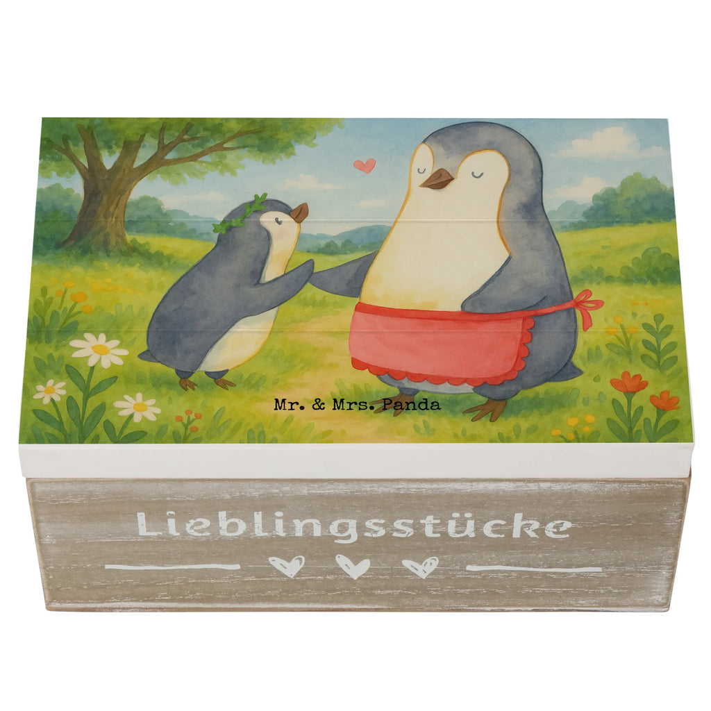 Wooden chest Penguin with child Design Aufbewahrungsbox, Dekokiste, XXL, Erinnerungskiste, Holzkiste, Erinnerungsbox, Truhe, Geschenkdose, Schatulle, Geschenkbox, Kiste, Schatzkiste, Familie, Vatertag, Muttertag, Bruder, Schwester, Mama, Papa, Oma, Opa, Mutti, Mami, Geburststag, Mutter, Geschenk