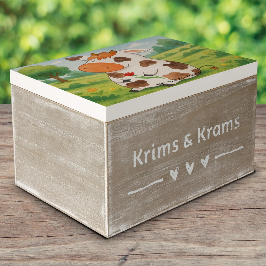 Holzkiste Kuh Design Geschenkbox, Aufbewahrungsbox, Erinnerungskiste, Dekokiste, XXL, Kiste, Erinnerungsbox, Geschenkdose, Truhe, Holzkiste, Schatzkiste, Schatulle, Bauernhof, Hoftiere, Landwirt, Landwirtin, Hof, Motivtion, Träume, Milchkuh, Milch, Magie, Flausen, Kuh, Kühe, Spruch