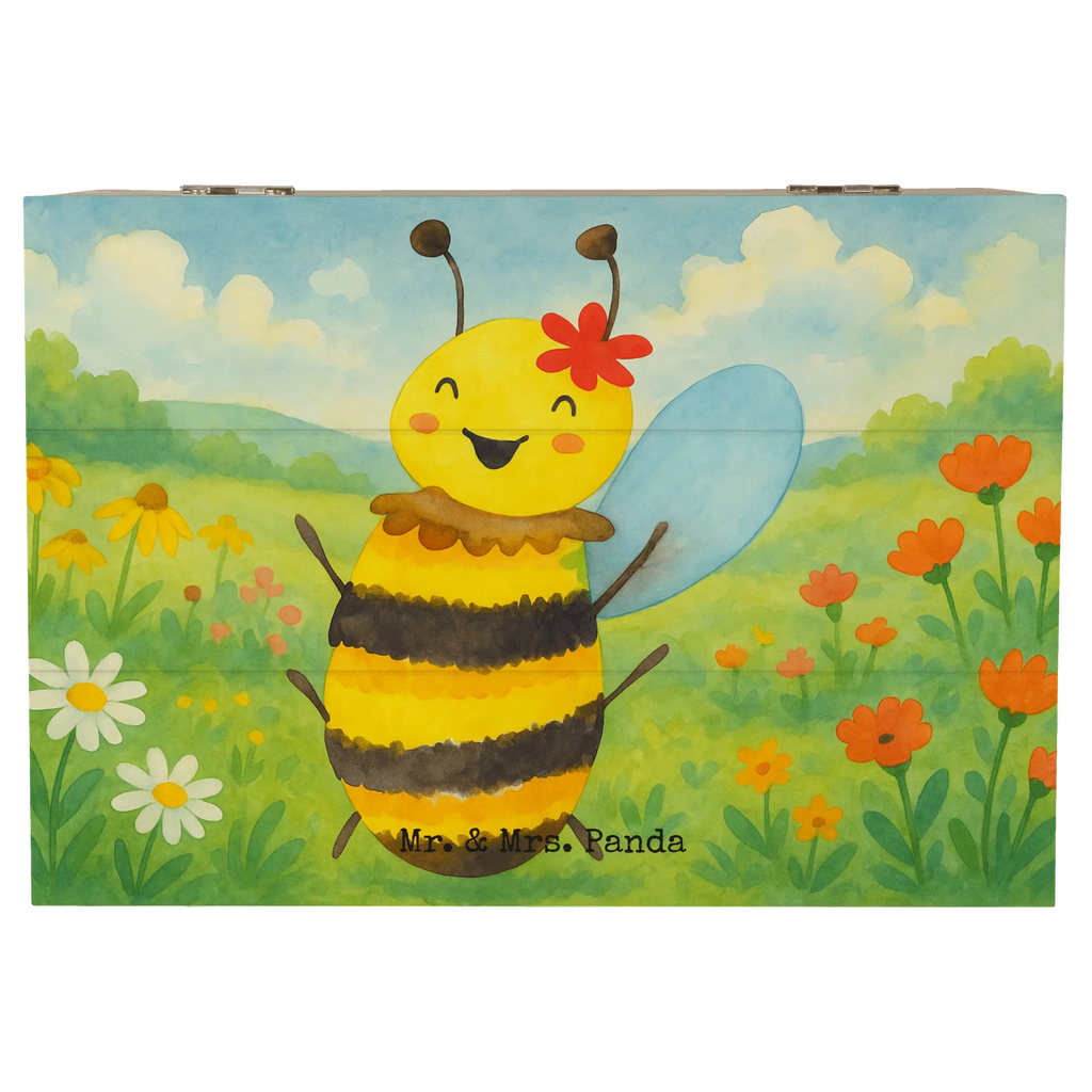 Holzkiste Biene Happy Design Truhe, Kiste, Schatzkiste, Aufbewahrungsbox, Erinnerungsbox, Schatulle, Dekokiste, Holzkiste, Geschenkdose, Erinnerungskiste, XXL, Geschenkbox, Biene, Wespe, Hummel