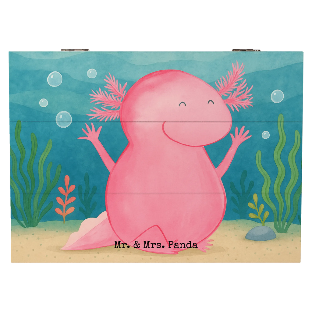 Skrzynia drewniana Axolotl Hurra Design Kiste, XXL, Geschenkdose, Holzkiste, Erinnerungskiste, Truhe, Erinnerungsbox, Schatzkiste, Schatulle, Dekokiste, Aufbewahrungsbox, Geschenkbox, Axolotl, Molch, Spaß, fröhlich, Schwanzlurch, Lurche, Axolot, Lurch, Zufriedenheit, Freude, Motivation