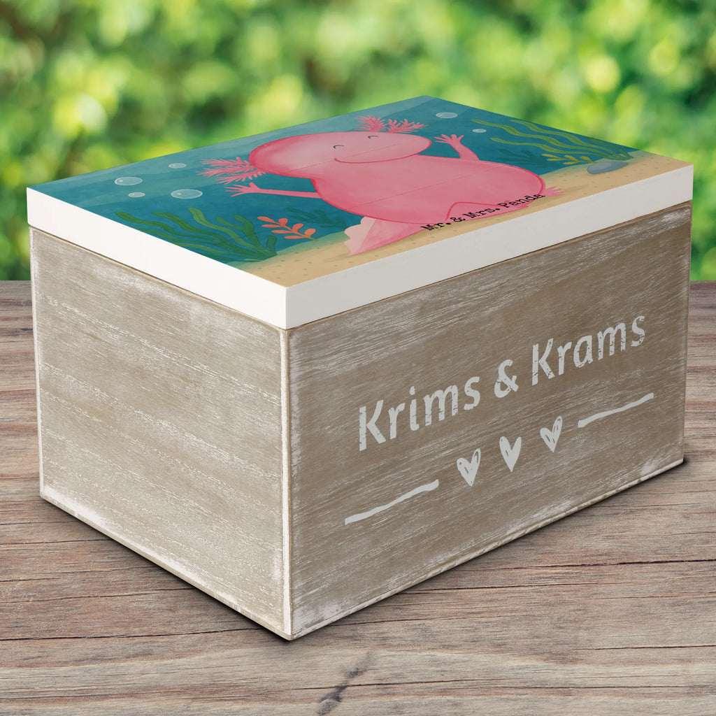 Skrzynia drewniana Axolotl Hurra Design Kiste, XXL, Geschenkdose, Holzkiste, Erinnerungskiste, Truhe, Erinnerungsbox, Schatzkiste, Schatulle, Dekokiste, Aufbewahrungsbox, Geschenkbox, Axolotl, Molch, Spaß, fröhlich, Schwanzlurch, Lurche, Axolot, Lurch, Zufriedenheit, Freude, Motivation