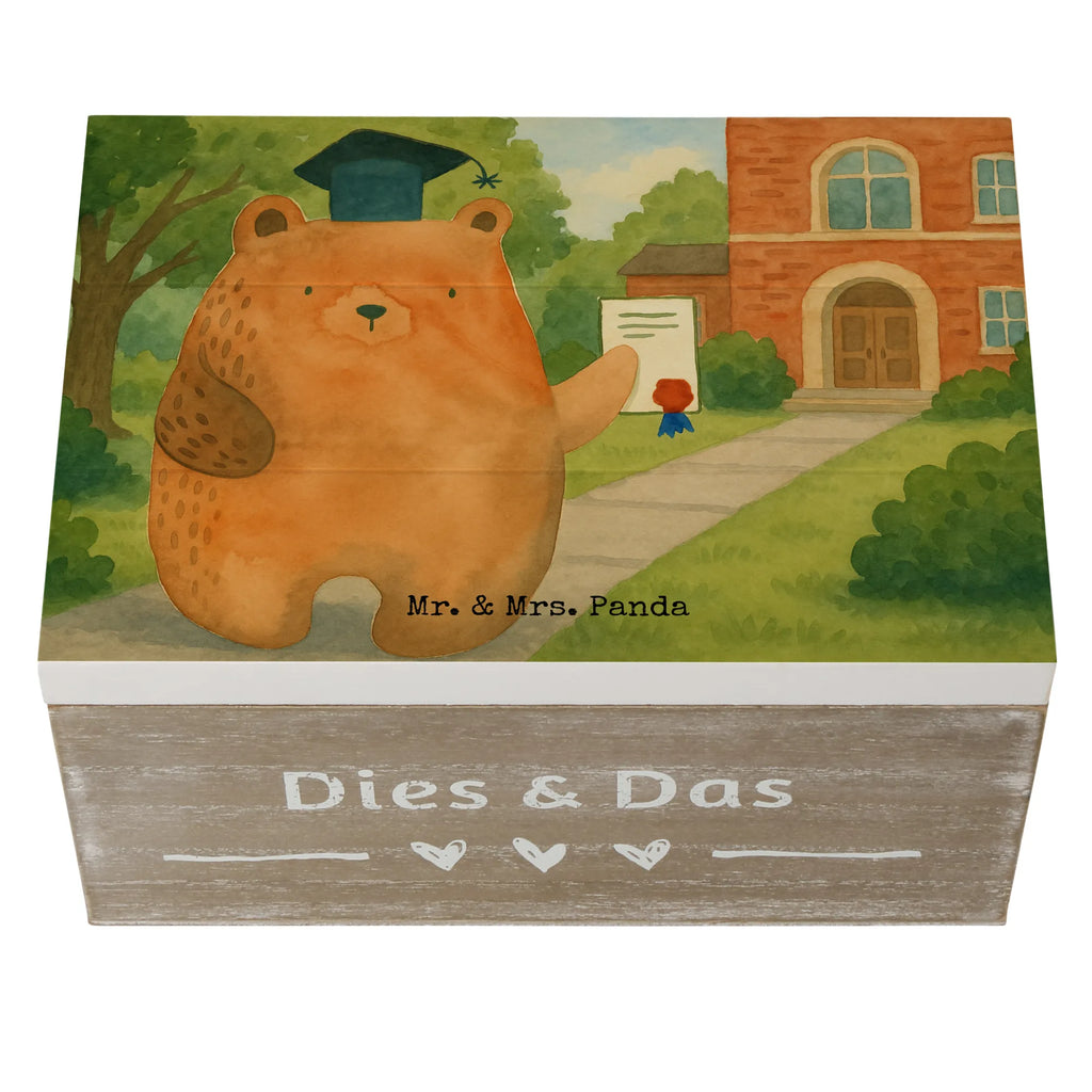 Holzkiste Bär Prüfung Design Holzkiste, Kiste, Schatzkiste, Truhe, Schatulle, XXL, Erinnerungsbox, Erinnerungskiste, Dekokiste, Aufbewahrungsbox, Geschenkbox, Geschenkdose, Bär, Teddy, Teddybär, Abitur, Prüfungen, Prüfung bestanden, Abschluss, Zeugnis, Abschlusszeugnis