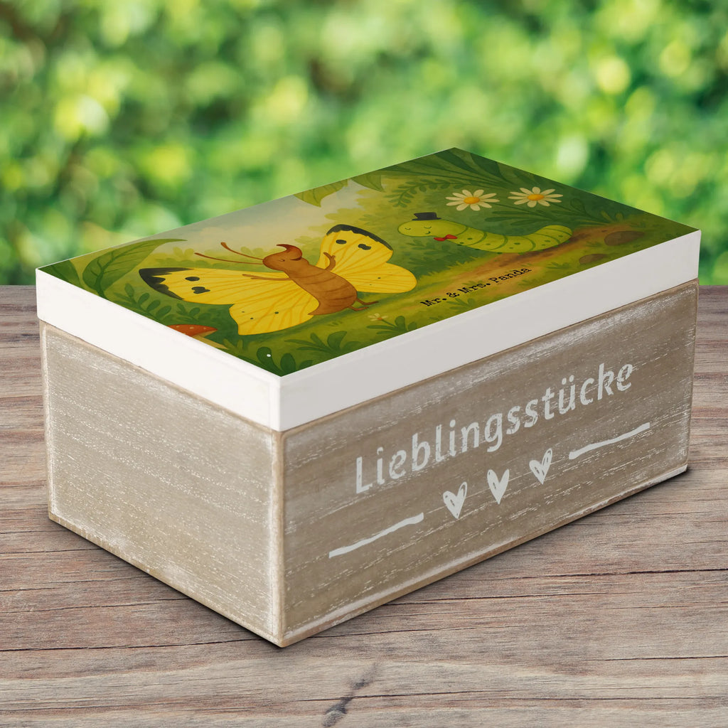 Wooden chest Caterpillar butterfly Design Dekokiste, Erinnerungsbox, Erinnerungskiste, XXL, Schatulle, Truhe, Geschenkdose, Aufbewahrungsbox, Kiste, Holzkiste, Schatzkiste, Geschenkbox, Tiermotive, Gute Laune, lustige Sprüche, Tiere, Hütchen, Hut, Erwachsen werden, Entwicklung, Kokon, Schönheit, Schmetterling, Raupe, Zitronenfalter, Aufwachsen