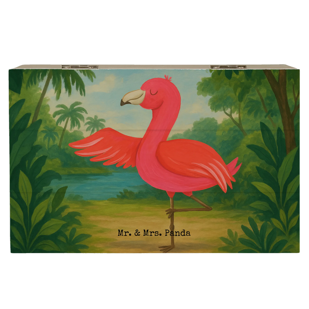 Wooden chest flamingo yoga Design Geschenkdose, Erinnerungskiste, Erinnerungsbox, Geschenkbox, XXL, Aufbewahrungsbox, Holzkiste, Dekokiste, Kiste, Schatzkiste, Truhe, Schatulle, Flamingo, Achtsamkeit, Ärger, Aufregen, Yoga-Übung, Entspannung, Vogel, Yoga, Tiefenentspannung, Namaste