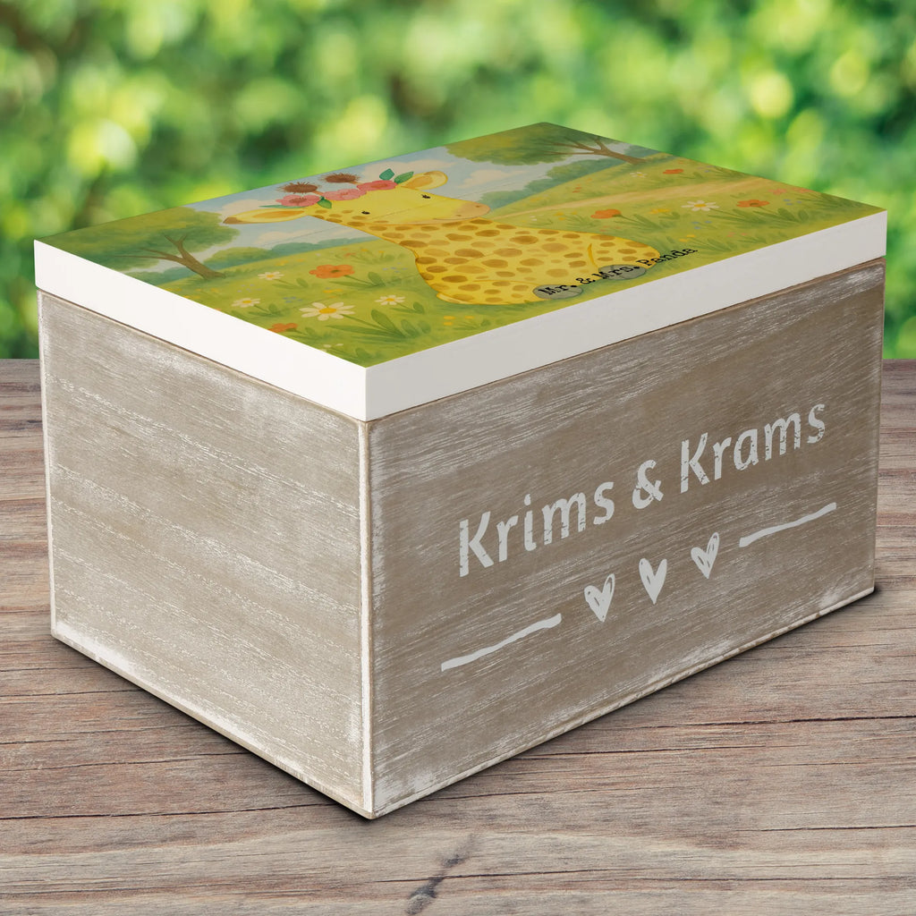 Holzkiste Giraffe Blumenkranz Design XXL, Truhe, Dekokiste, Erinnerungskiste, Kiste, Geschenkbox, Schatzkiste, Holzkiste, Erinnerungsbox, Aufbewahrungsbox, Geschenkdose, Schatulle, Afrika, Wildtiere, Giraffe, Selbstliebe, Freundin, Blumenkranz, Abenteurer